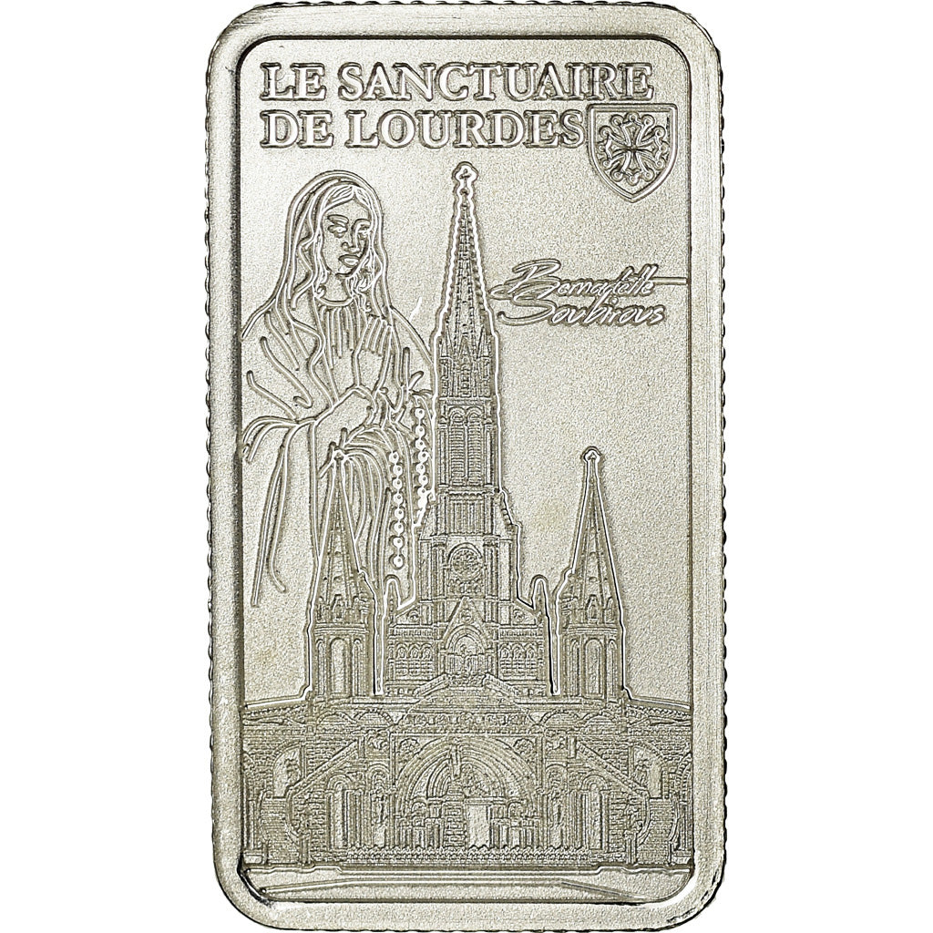 France, Medal, Lingotin d'Argent Pur, Le Sanctuaire de Lourdes, Arts & Culture