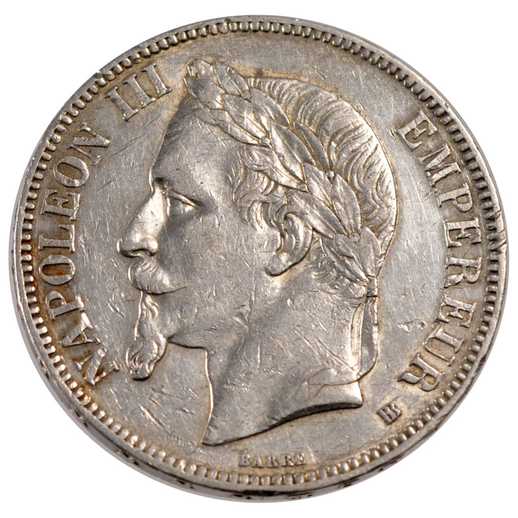 FRANCE, Napoléon III, 5 Francs, 1868, Strasbourg, KM #799.2, EF(40-45), Silver,