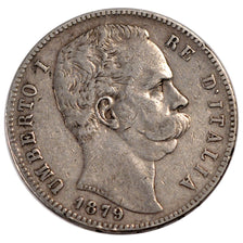 Italy, 5 Lire, 1879, Roma, VF(30-35), Silver, 25.01