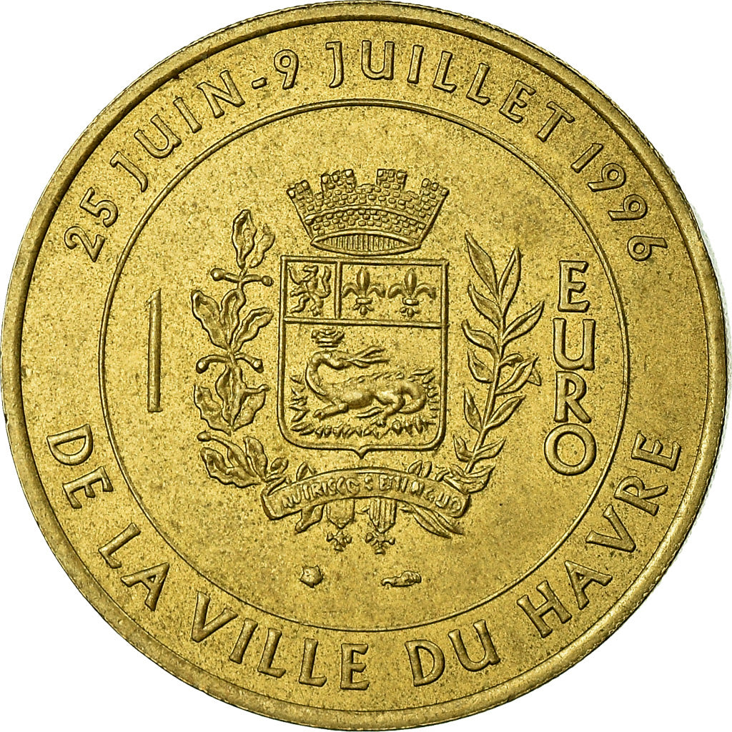 França, Medal, 1 Euro de la Ville du Havre, Pont de Normandie, 1996, MS(63)
