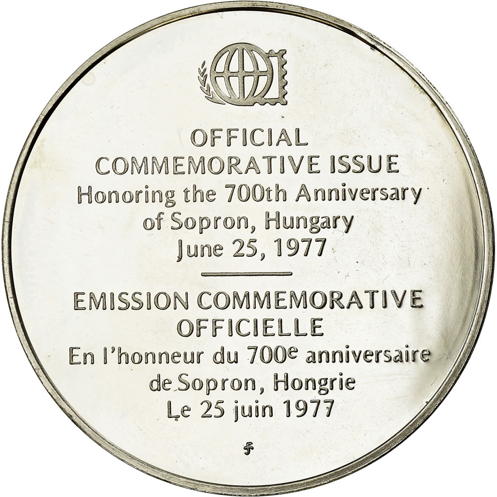 France, Médaille, 700ème Anniversaire de Sopron, Hongrie, 1977, SPL, Argent