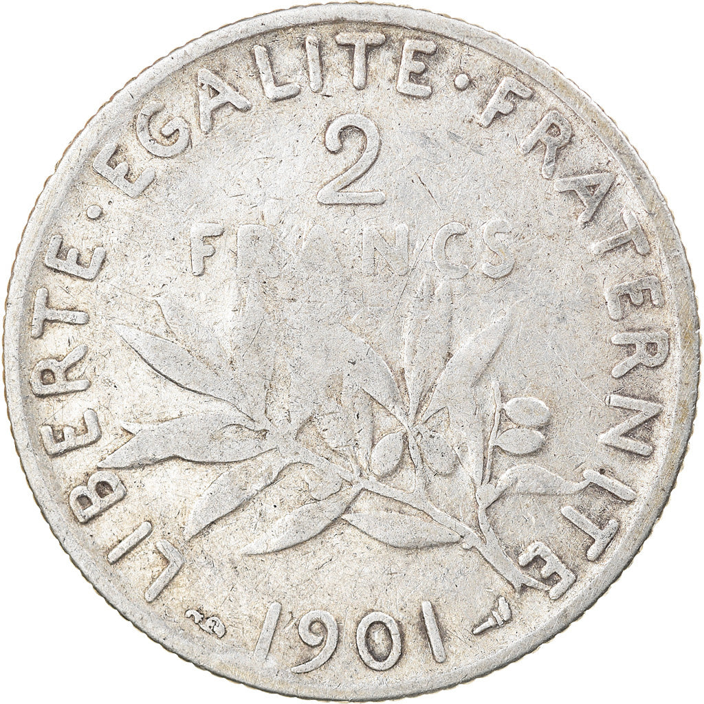 Coin, France, Semeuse, 2 Francs, 1901, Paris, VF(20-25), Silver, KM:845.1