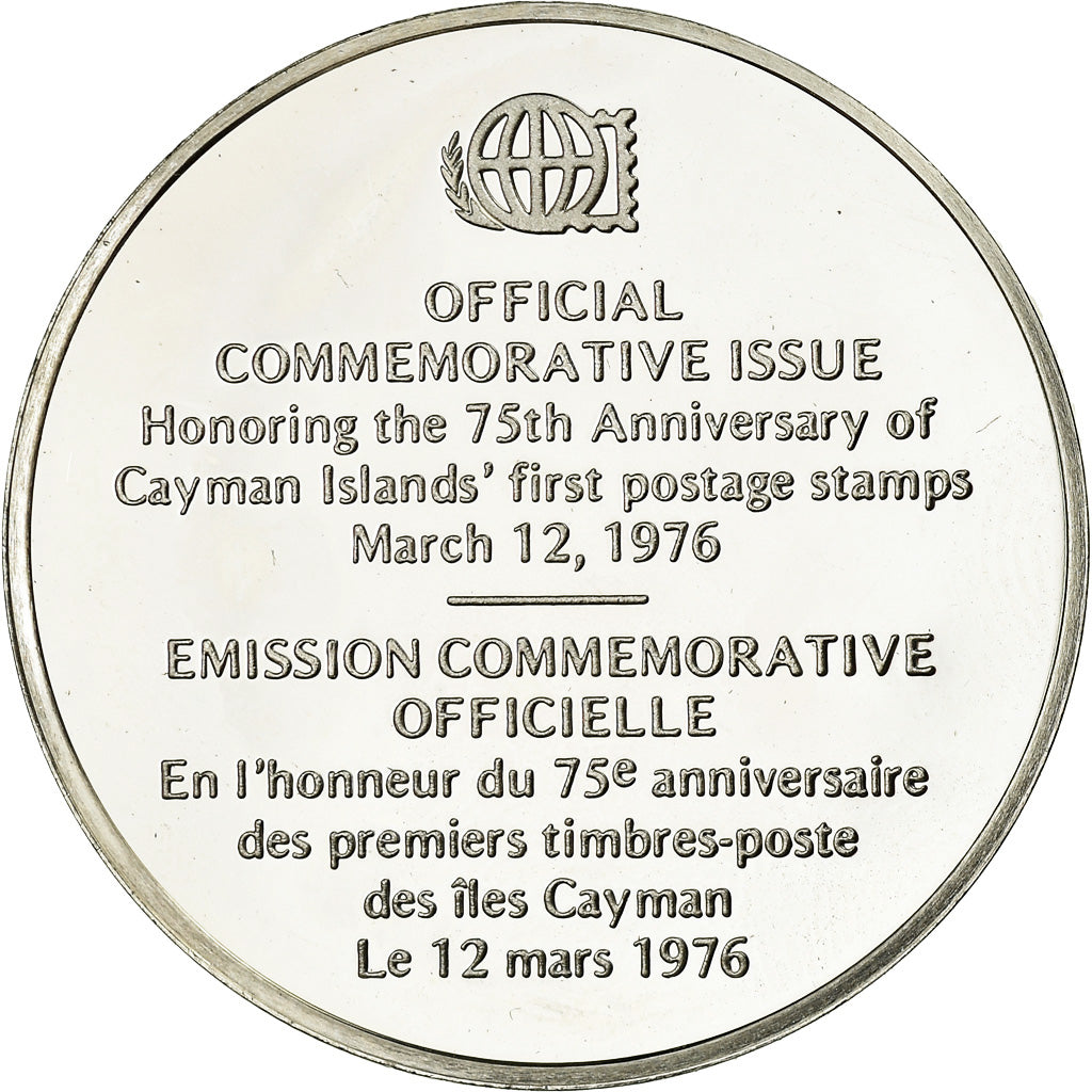 Francia, medalla, 75ème Anniversaire des Timbres-Poste des Iles Cayman, 1976