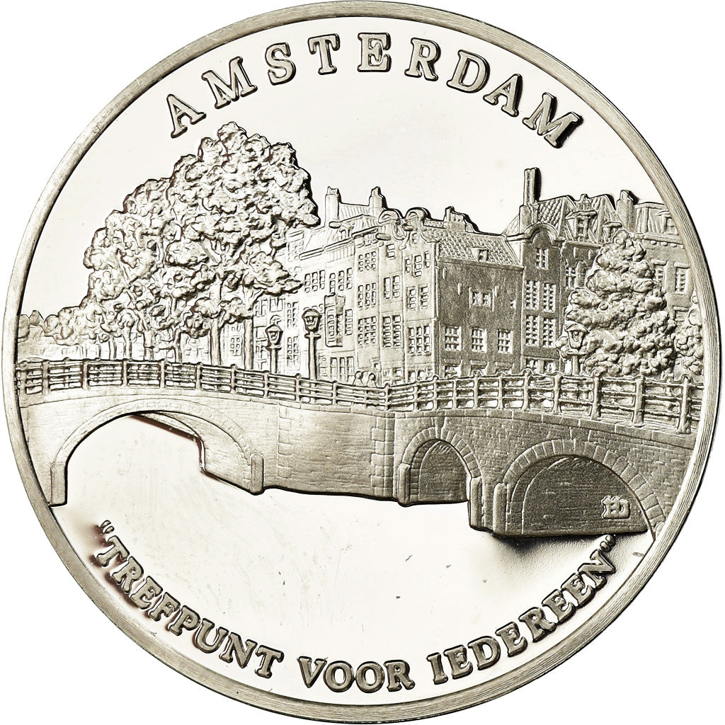 France, Medal, 700ème Anniversaire d'Amsterdam, Geography, 1975, MS(64), Silver