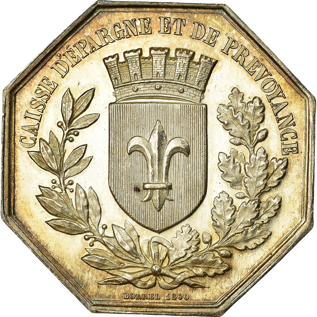 France, Jeton, Caisse d'épargne et de prévoyance de Lille, 1860, Borrel, SPL