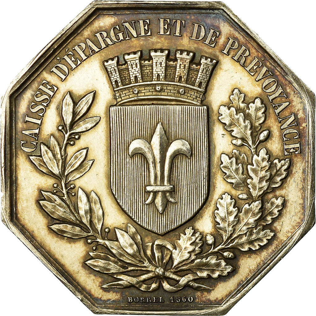 France, Jeton, Caisse d'épargne et de prévoyance de Lille, 1860, Borrel, SPL