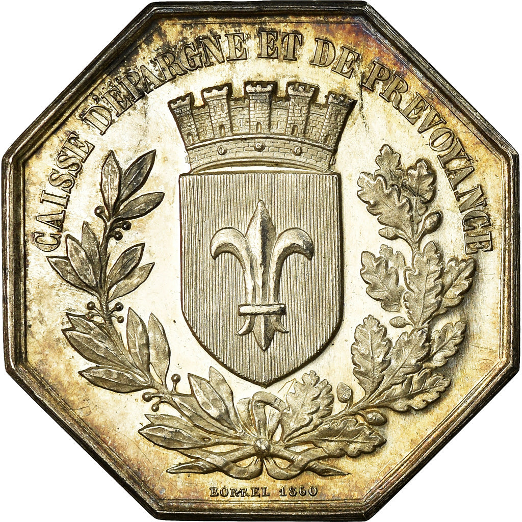 France, Jeton, Caisse d'épargne et de prévoyance de Lille, 1860, Borrel, SUP+
