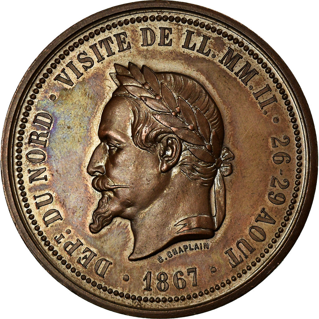Francja, Medal, Napoléon III, Visite de la Chambre de Commerce de Lille, 1867
