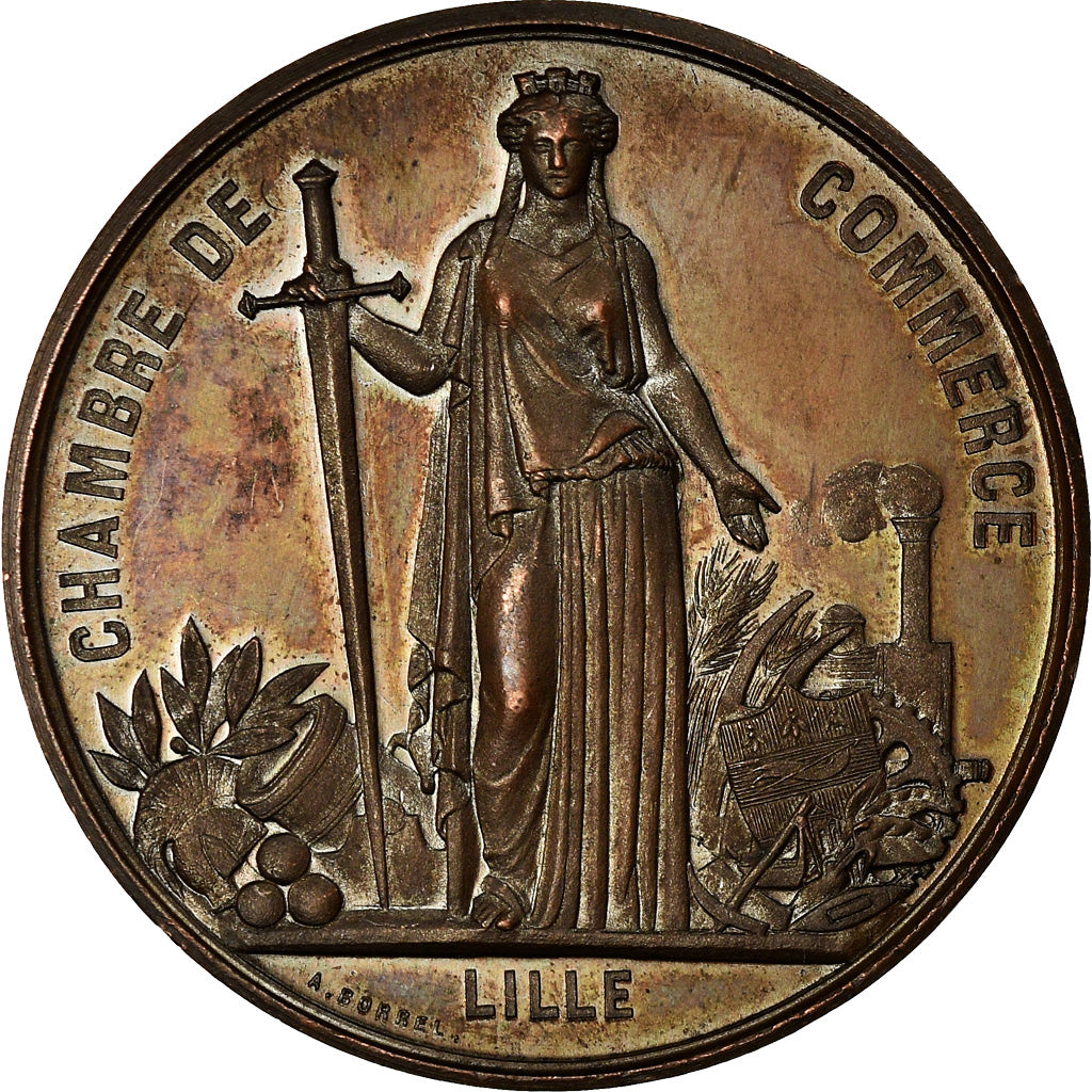 Francja, Medal, Napoléon III, Visite de la Chambre de Commerce de Lille, 1867