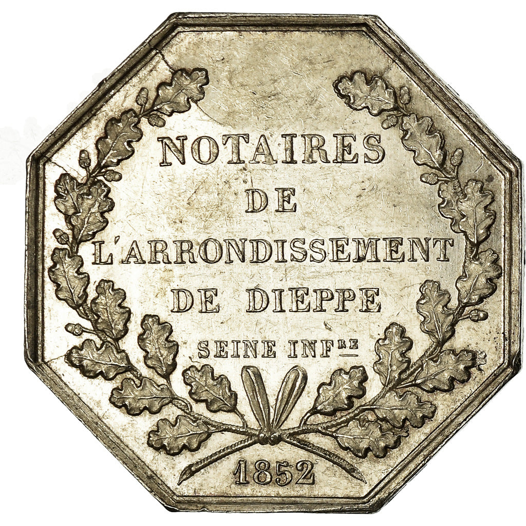 France, Token, Notaires de l'Arrondissement de Dieppe, 1852, Caqué, AU(55-58)