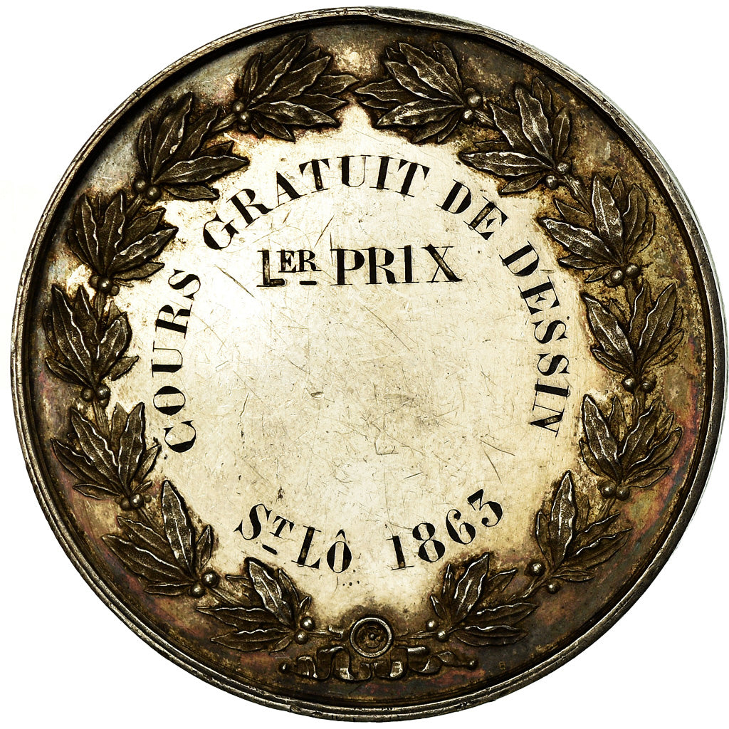 Francia, medaglia, Napoléon III, Cours Gratuit de Dessin, Saint-Lô, 1863