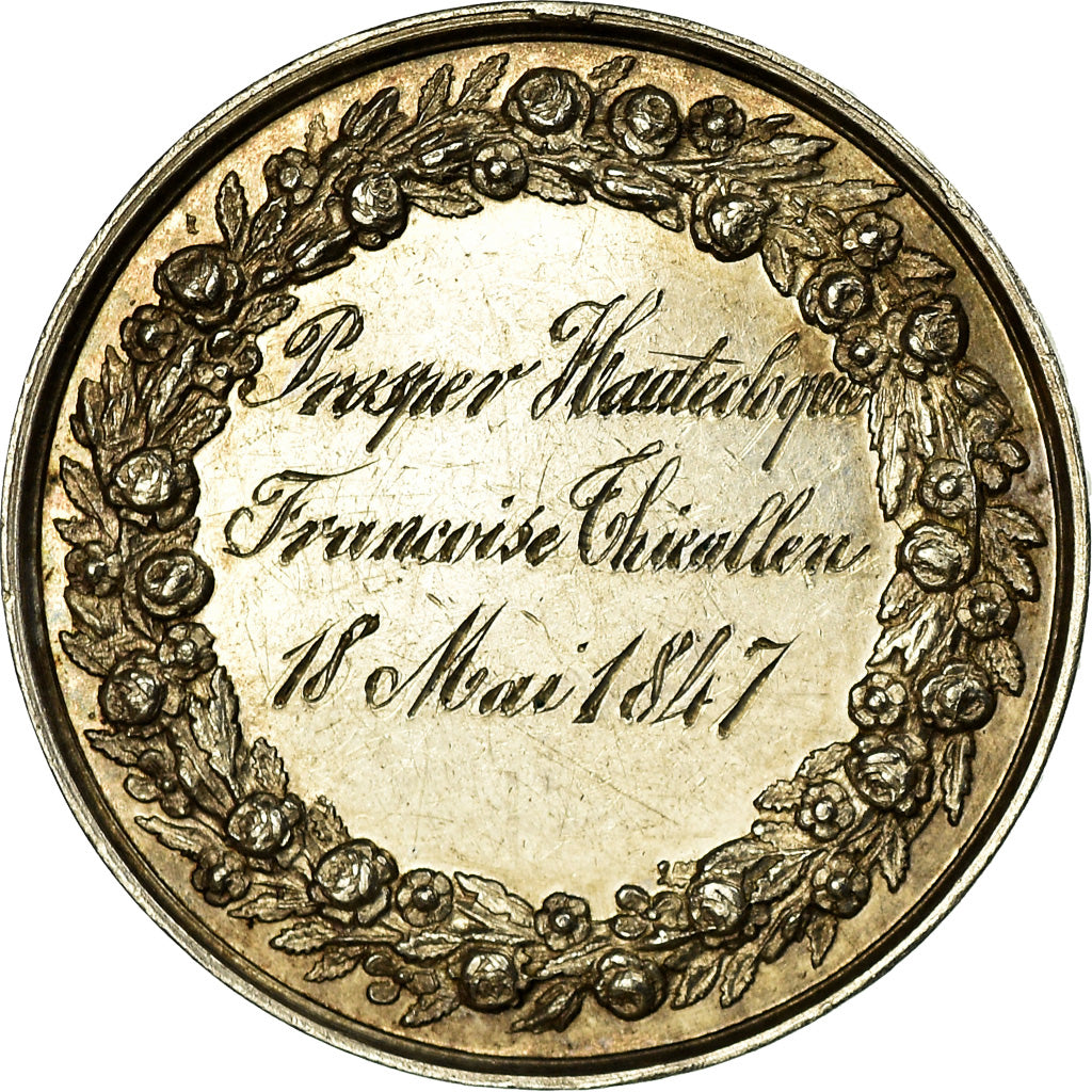France, Medal, Mariage Chrétien, Religions & beliefs, 1847, Pingret, MS(63)