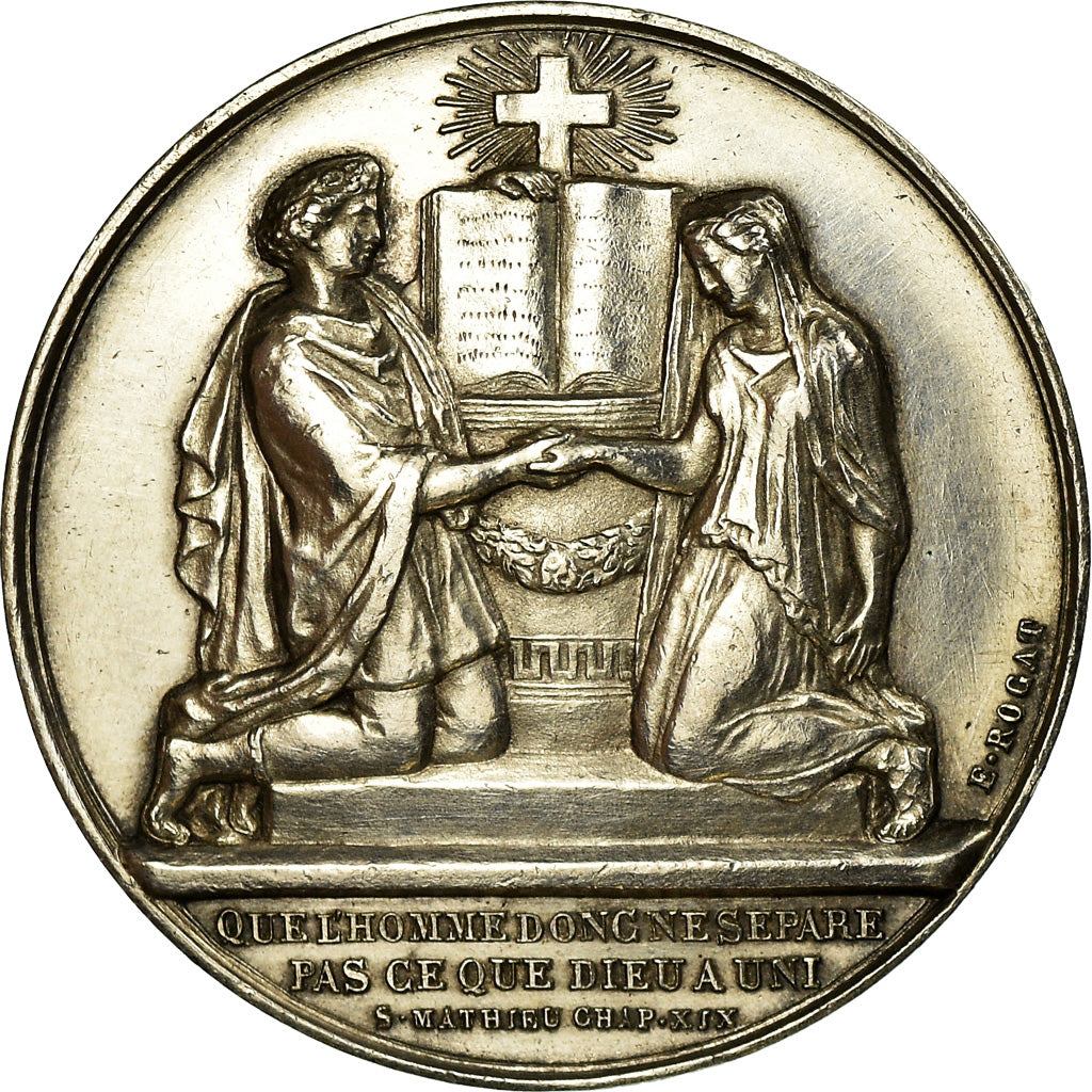 France, Medal, Médaille de mariage, Religions & beliefs, 1902, Rogat