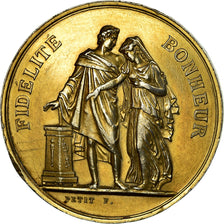 France, Medal, Mariage, Religion, Fidélité Bonheur, Petit, MS(60-62), Vermeil