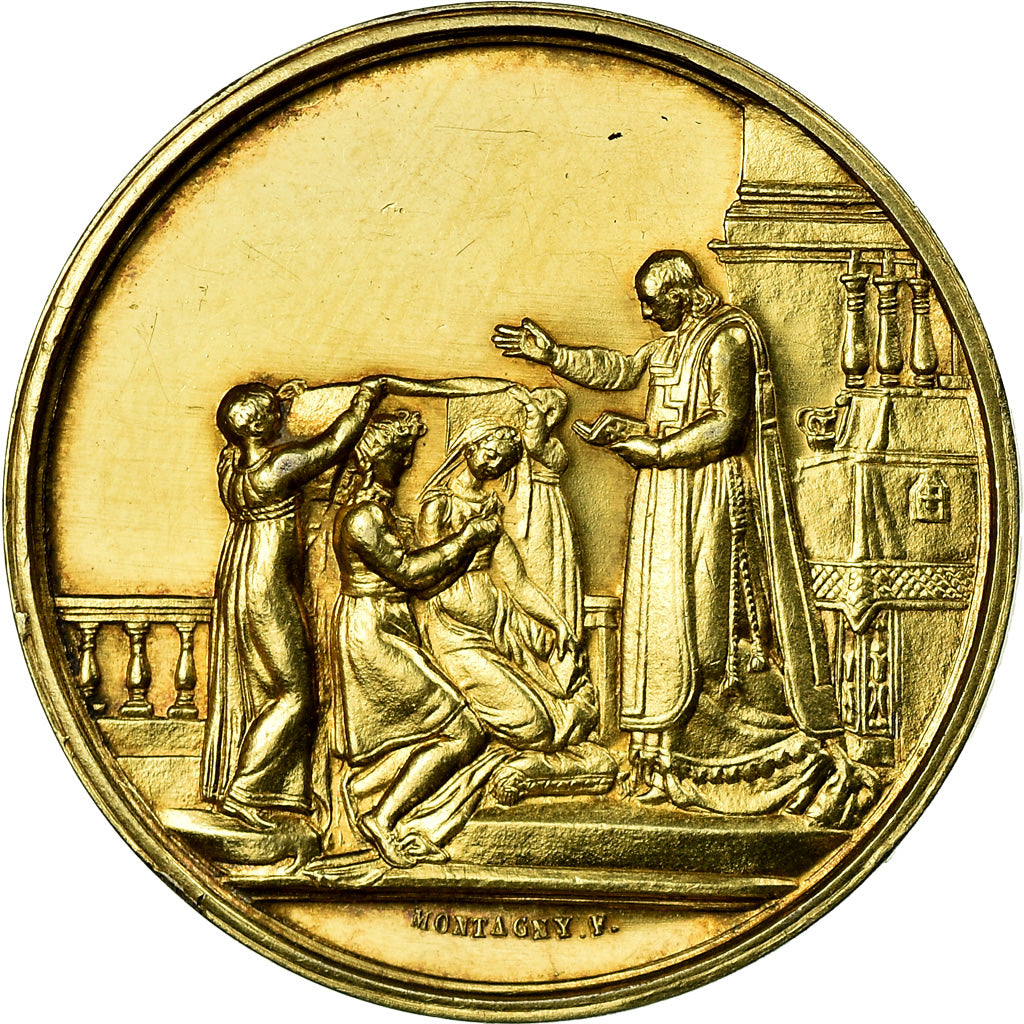 Francja, Medal, Noces, Mariage, Religion, 1871, Montagny, MS(63), Vermeil
