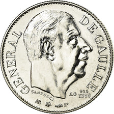 Francja, Medal, Général De Gaulle, 1980, Santucci, MS(65-70), Srebro