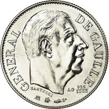 France, Medal, Général De Gaulle, 1980, Santucci, MS(65-70), Silver
