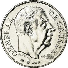 France, Medal, Général De Gaulle, 1980, Santucci, MS(64), Silver