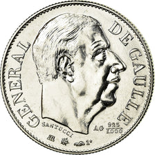 France, Medal, Général De Gaulle, 1980, Santucci, MS(64), Silver