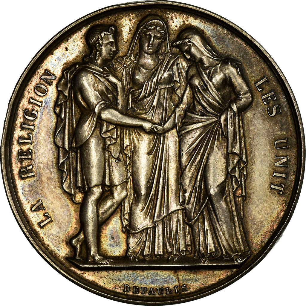 France, Medal, Mariage, La Religion les Unit, Depaulis, MS(60-62), Silver