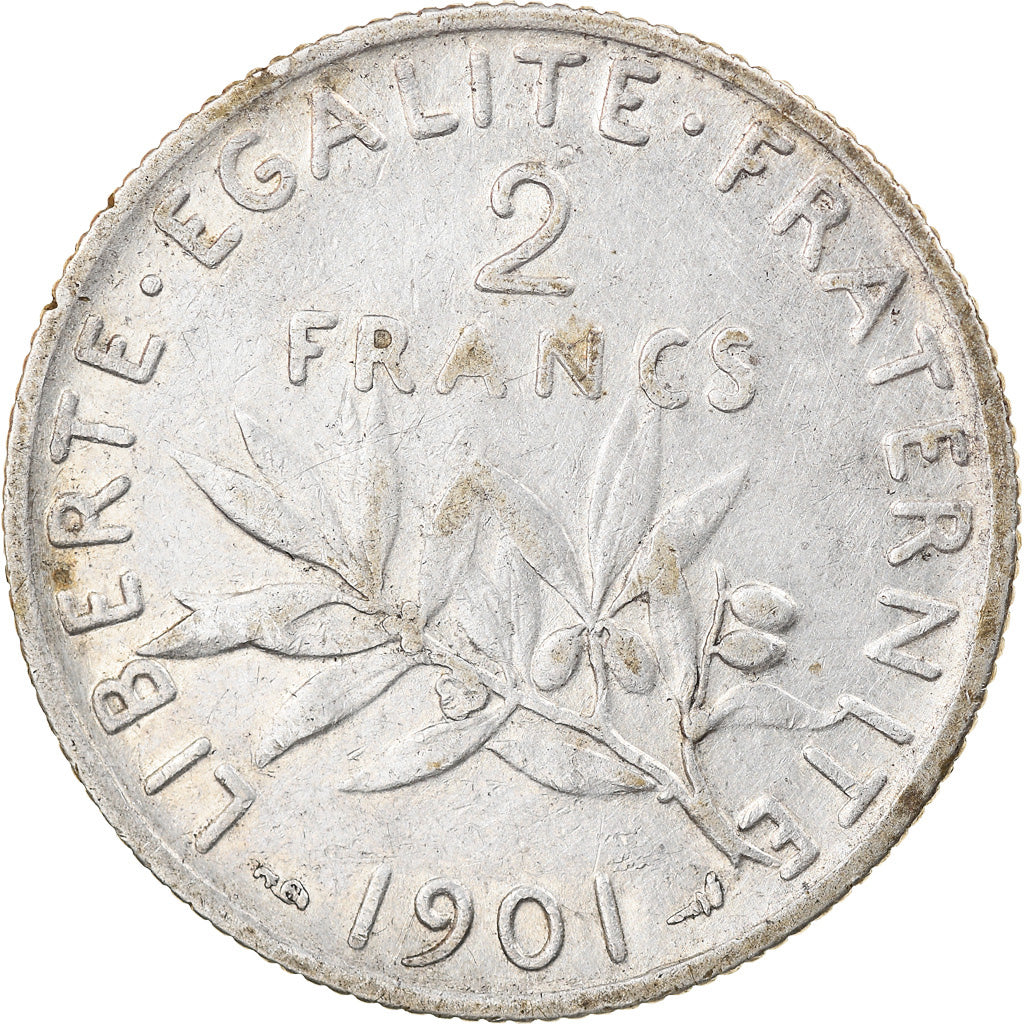 Coin, France, Semeuse, 2 Francs, 1901, Paris, VF(30-35), Silver, KM:845.1