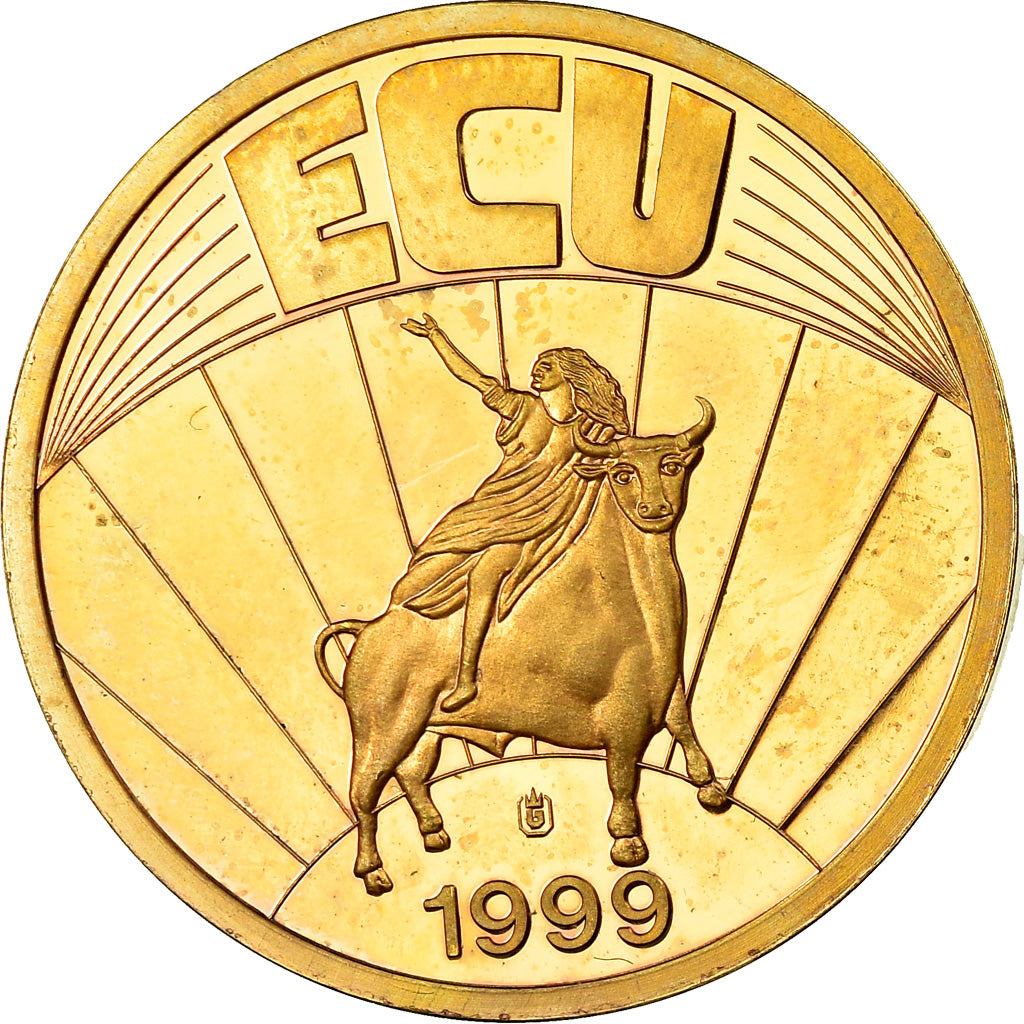 France, Medal, Ecu Europa, 1999, MS(63), Copper Gilt