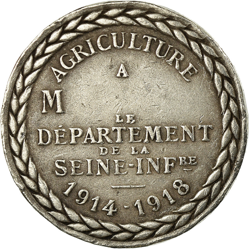 France, Medal, Agriculture, Seine Inférieure, 1914-1918, Bottée, AU(50-53)