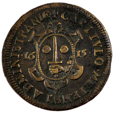France, Royal, Token, 1615, EF(40-45), Copper, Feuardent #7764, 4.98