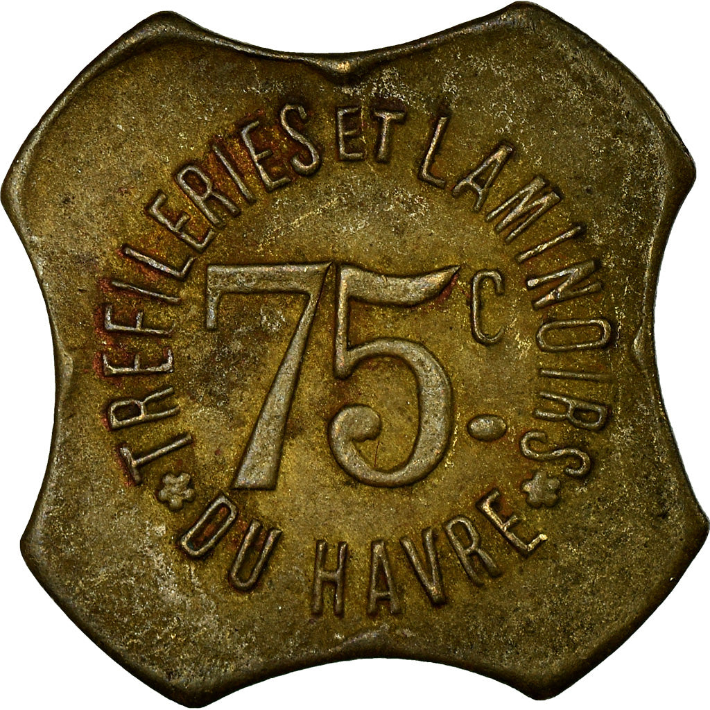 France, Jeton, Nécessité, 75 Centimes, Trèfleries et Laminoirs du Havre