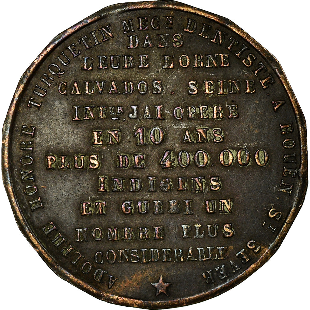 France, Jeton, Docteur Turquetin, Rouen, Medicine, TB+, Cuivre