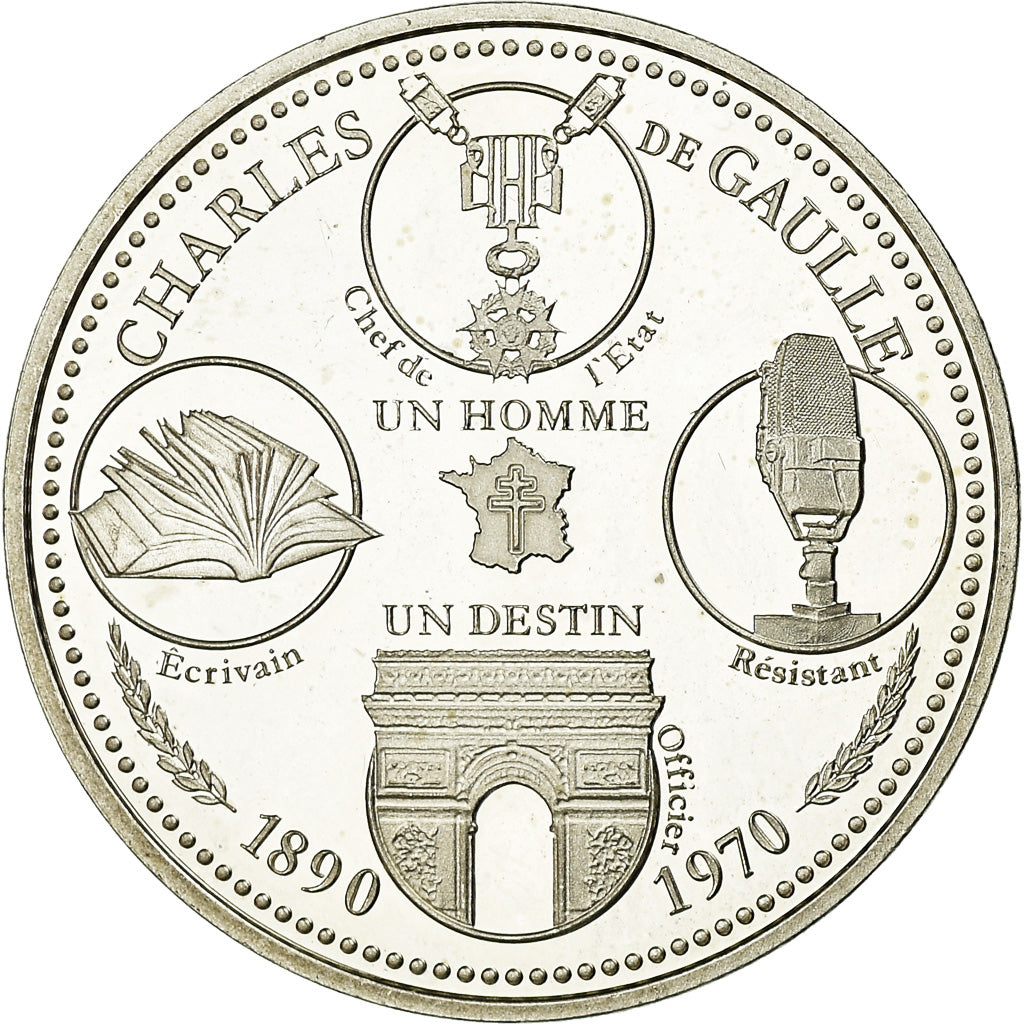Frankrijk, Medaille, Charles de Gaulle, un Homme, un Destin, UNC-, Zilver