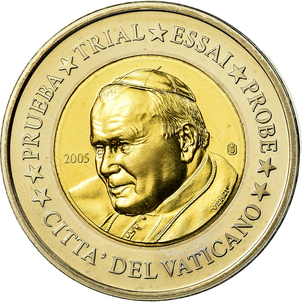 Vatican, Medal, 2 E, Essai-Trial Jean Paul II, 2005, MS(65-70), Bi-Metallic