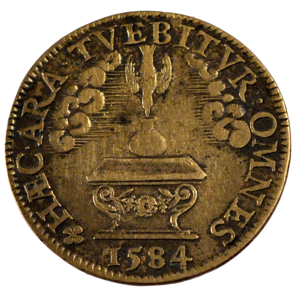 France, Royal, Token, 1584, EF(40-45), Copper, Feuardent #7925, 5.37