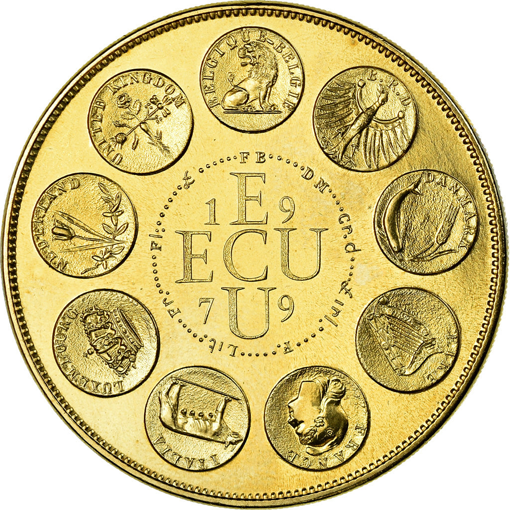 France, Medal, Ecu Europa, 1979, Rodier, MS(65-70), Gilt Bronze