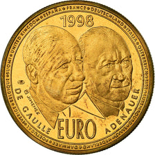 France, Medal, 10 Euro, De Gaulle-Adenauer, Politics, Society, War, 1998