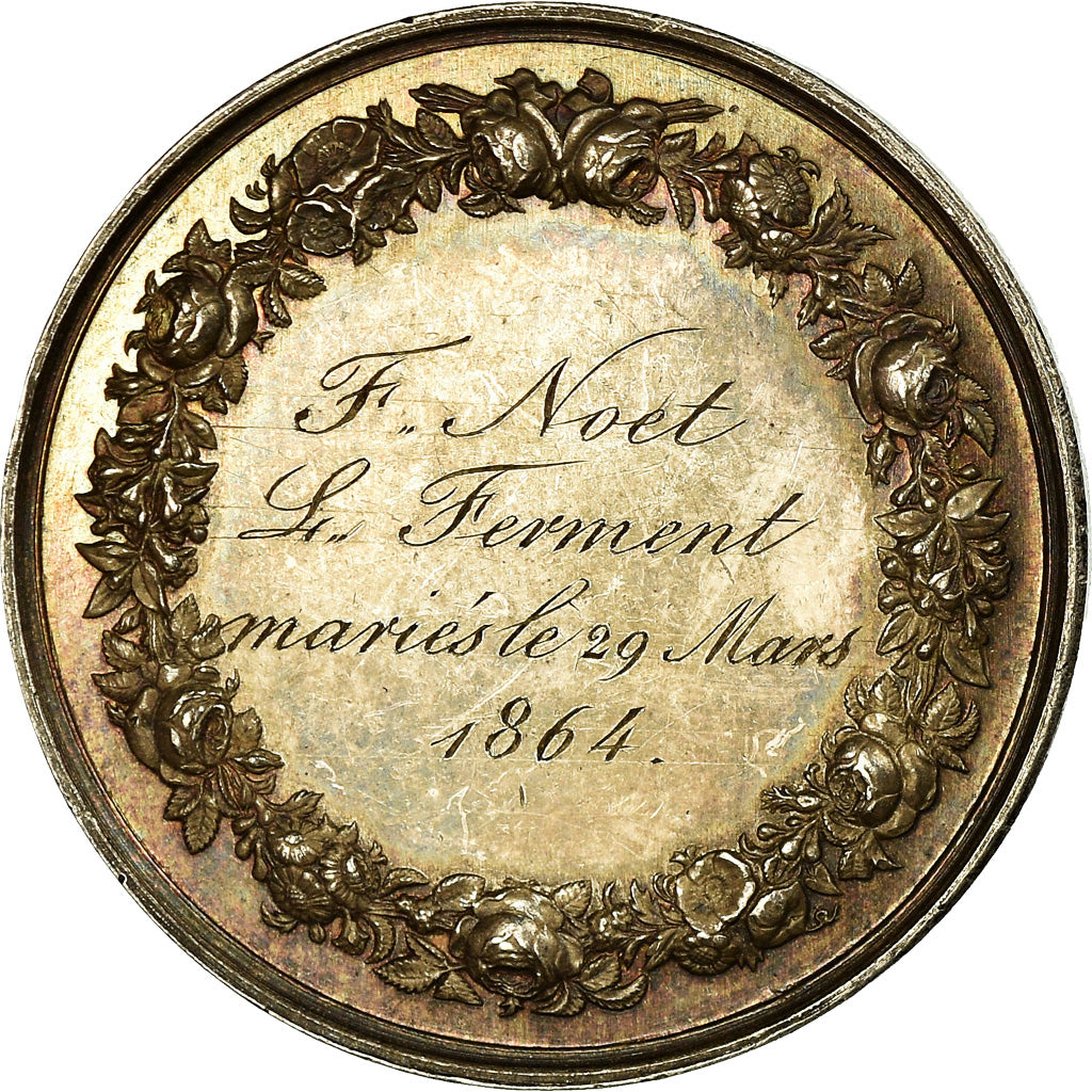 France, Medal, Médaille de mariage, Religions & beliefs, 1864, Petit