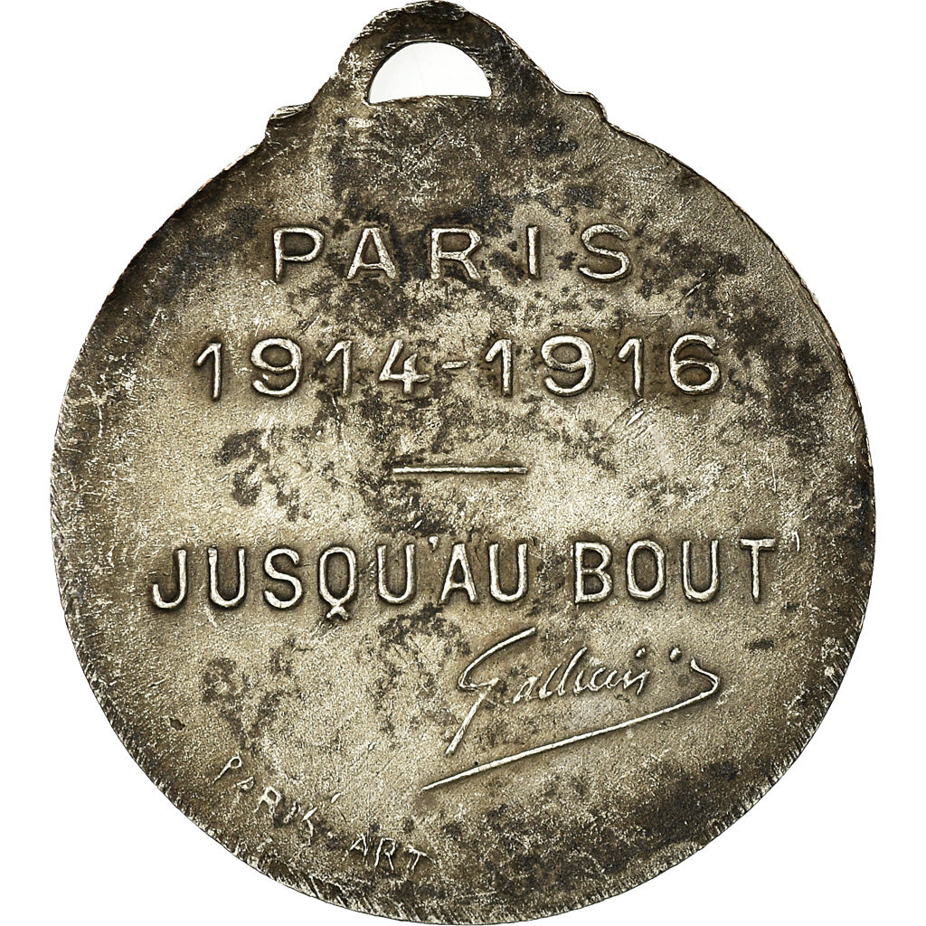 Frankrijk, Medaille, Gallieni, History, 1916, Aug.Maillard, ZF, Silvered bronze