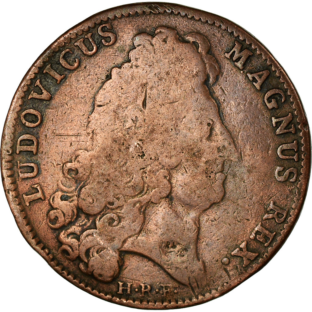 France, Token, Louis XIV, Neptune, History, VF(20-25), Copper