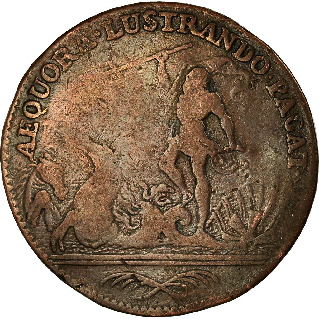 France, Token, Louis XIV, Neptune, History, VF(20-25), Copper