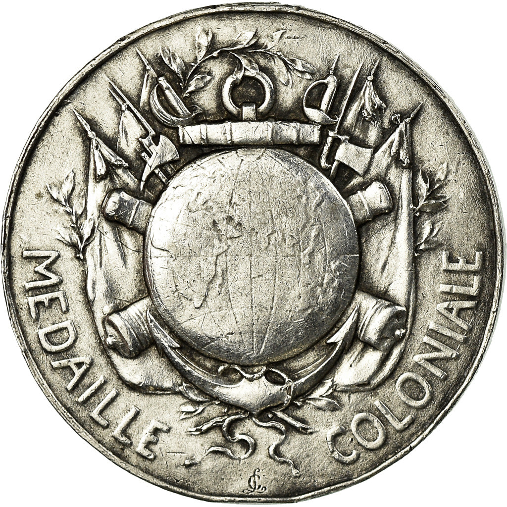 France, Medal, Médaille Coloniale, History, Lemaire, EF(40-45), Silver