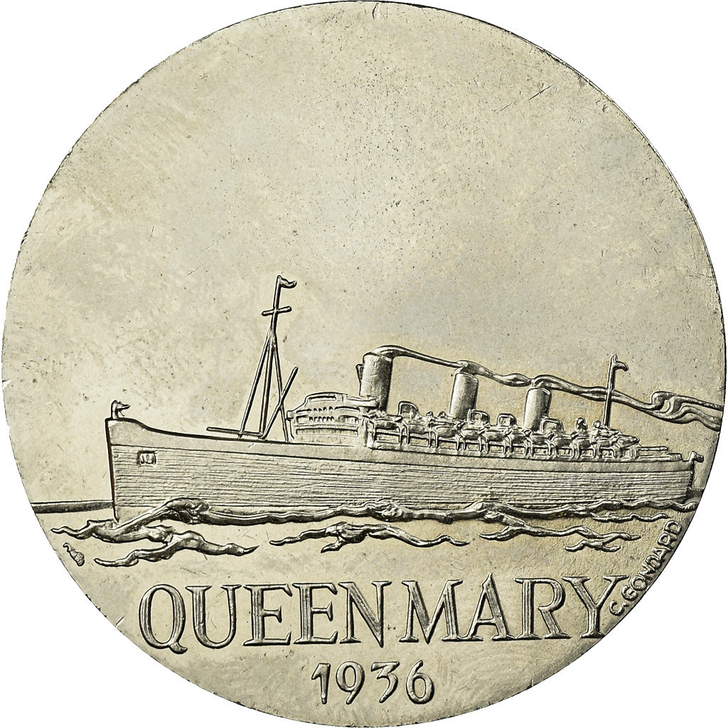 France, Médaille, Les Grands Transatlantiques, Queen Mary, C. Gondard, FDC