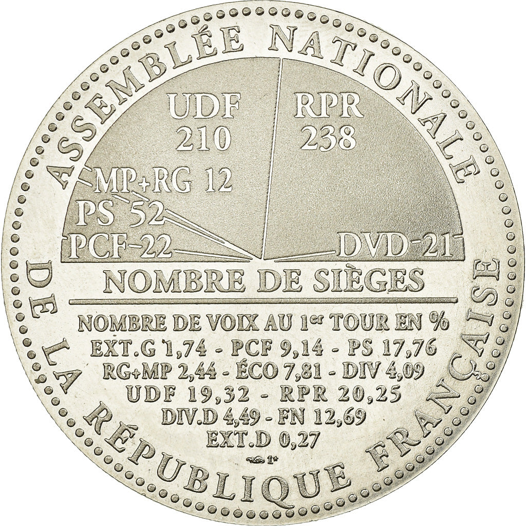 Francia, medaglia, Elections Législatives, Politics, Society, War, 1993, FDC