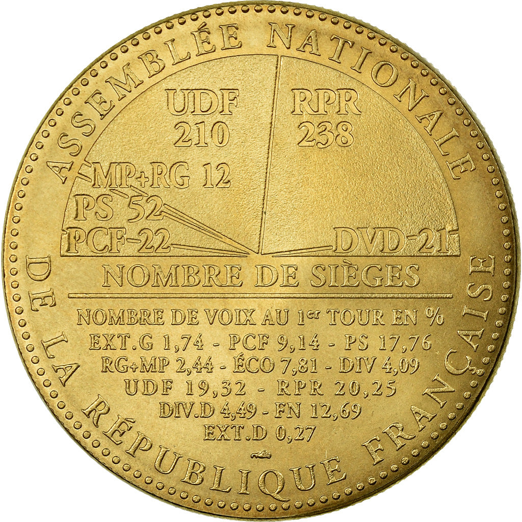 Francia, medaglia, Elections Législatives, Assemblée Nationale, 1993, FDC