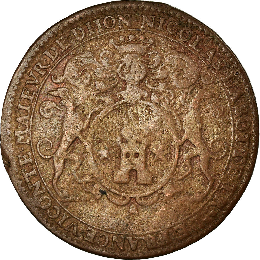 France, Token, Maires de Dijon, Nicolas Labotte, History, 1713, VF(20-25)