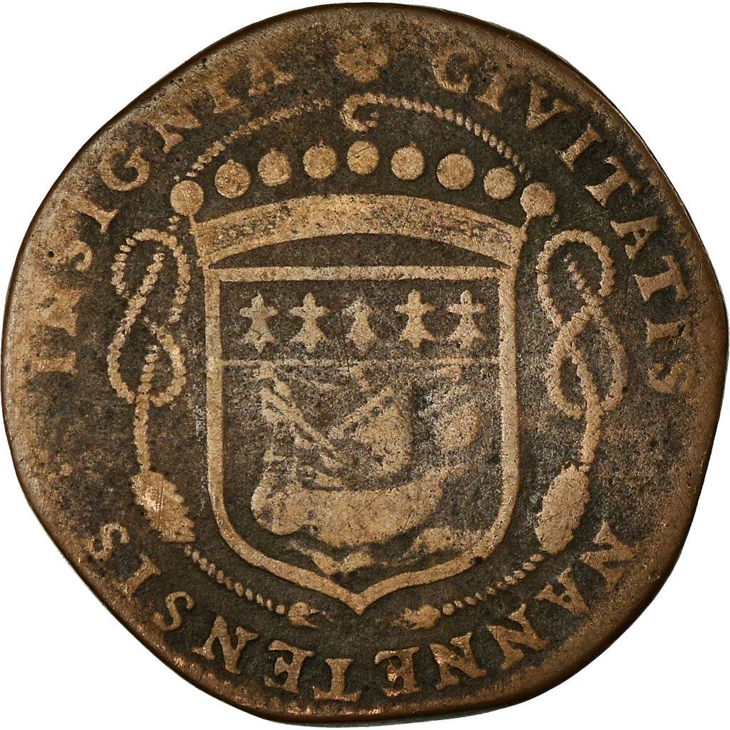 Francia, Token, Echevins et Maires de Nantes, Jean Poullain, 1661, MB, Rame