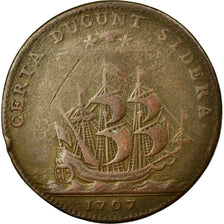 France, Token, Royal, 1707, VF(30-35), Copper, Feuardent:9829