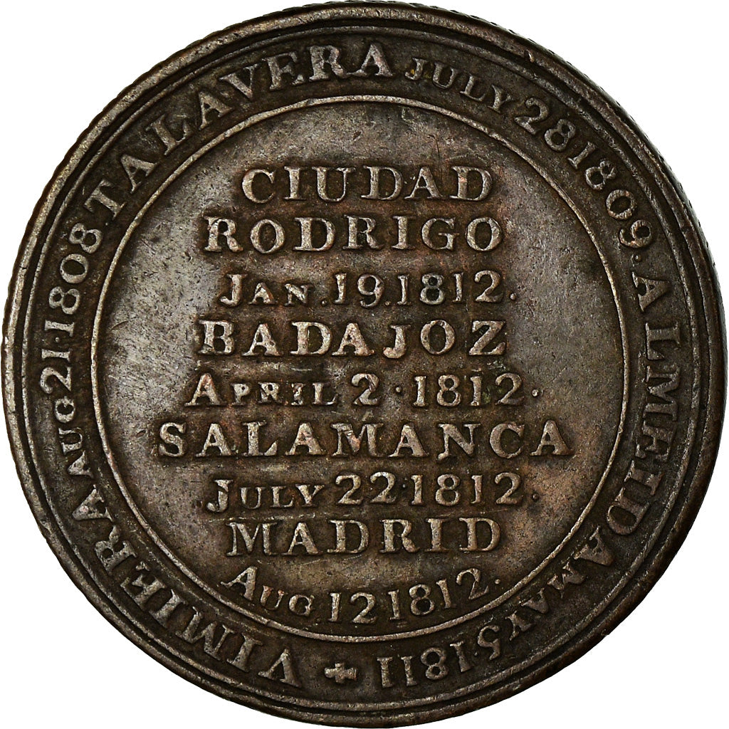 Frankrijk, Token, Wellington, Victoire à Salamanque, History, 1812, ZF, Bronze