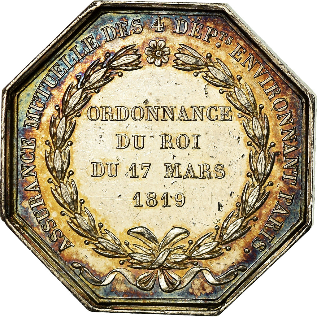 France, Jeton, Louis XVIII, assurance des 4 Départements Environnant Paris