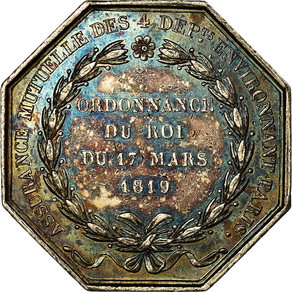 France, Jeton, Louis XVIII, assurance des 4 Départements Environnant Paris