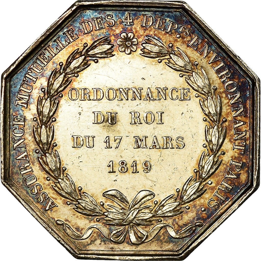 France, Jeton, Louis XVIII, assurance des 4 Départements Environnant Paris